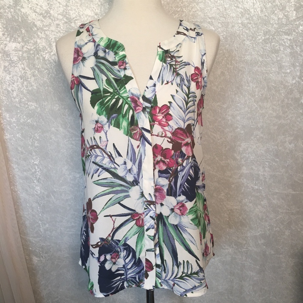 Sanctuary Floral Button Down Sleeveless Blouse Top Size S